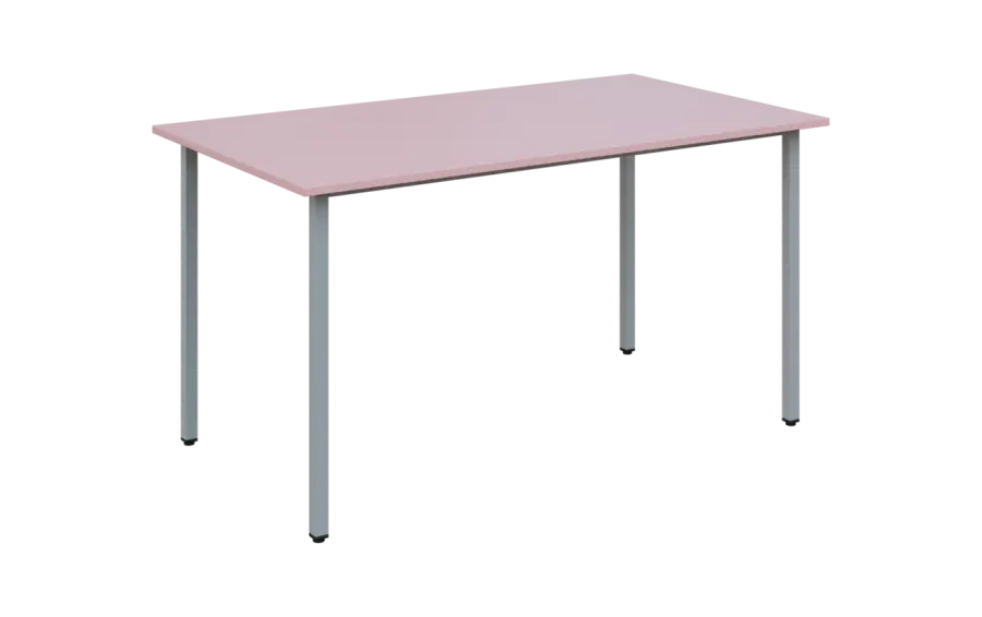 JSB 140N Jídelní stůl 1394 x 800 mm, deska pastelově růžová / podnož stříbrná